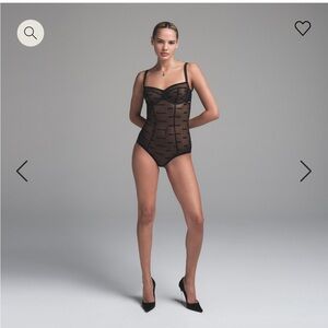 SKIMS X DOLCE & GABBANA - ULTRA FINE MESH LOGO BRIEF BODYSUIT